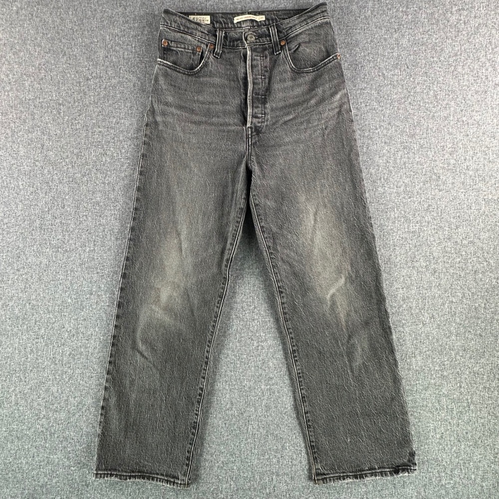 Levi's Jeans Womens 27 Ribcage Straight Ankle Black High Rise Button Fly